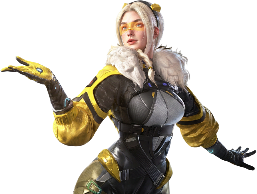 Bloodstrike operator in a yellow and black armored suit